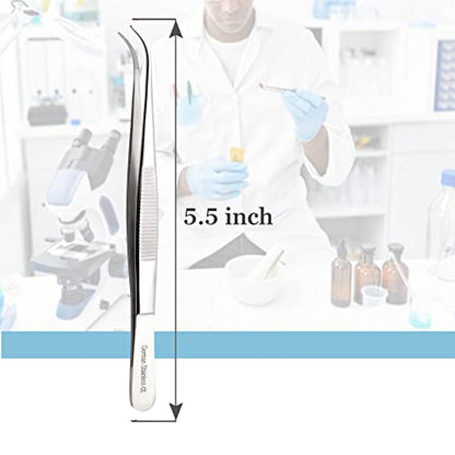 Lab Tweezers High Precision Forceps, Fine Strong Curved Point Tweezers, Stainless Steel (5.5 Inch) - size: 5.5 Inch