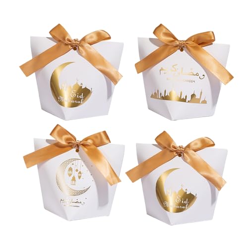 Colodeol 20Pcs Eid Mubarak Goodie Bags，Ramadan Goodie Bags with Ribbons Eid Mubarak Treat Bags Eid Gift Bags for Ramadan Kareem Eid Mubarak Party Supplies - color: 20 goodie bags