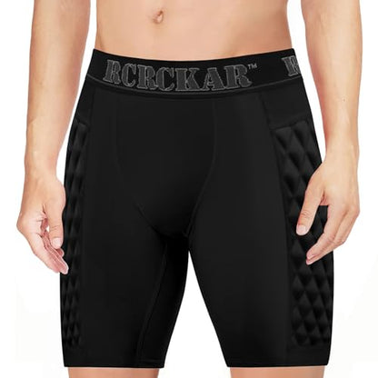 Baseball Sliding Shorts Protective Athletic Compression Underwear w/Cup Baseball Football Lacrosse - color: Black Grey, size: Large