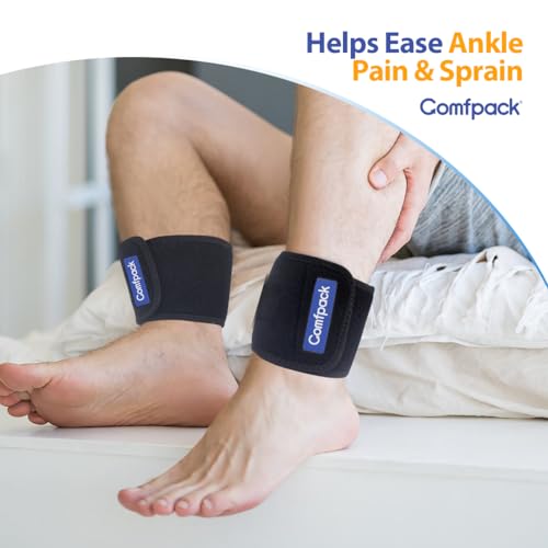 Comfpack Cold Therapy Wrap with 2 Packs for Pain Relief, Reusable Gel Ice Packs for Foot Plantar, Wrist, Ankle, Great for Sprains, Muscle Pain, Bruises, Injuries - size: Black, style: 2 Sleeves + 2 Gel Packs