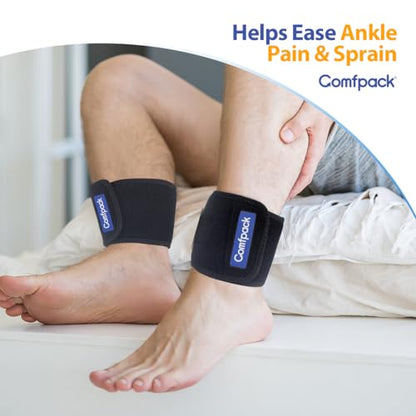 Comfpack Cold Therapy Wrap with 2 Packs for Pain Relief, Reusable Gel Ice Packs for Foot Plantar, Wrist, Ankle, Great for Sprains, Muscle Pain, Bruises, Injuries - size: Black, style: 2 Sleeves + 2 Gel Packs