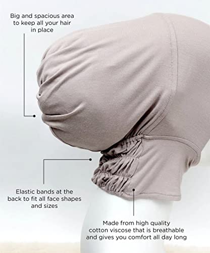 2 Pieces Jersey Muslim Inner Cap Stretch Turban Hijab Islamic Underscarf Bonnet Head Wear Neck Cover - color: Black+coffee