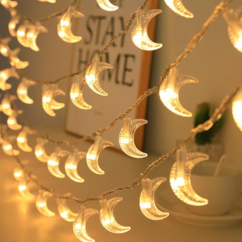 Moon Fairy Lights, 20 Ft Moon String Lights with 40 LED, (Warm White) - style: Style2