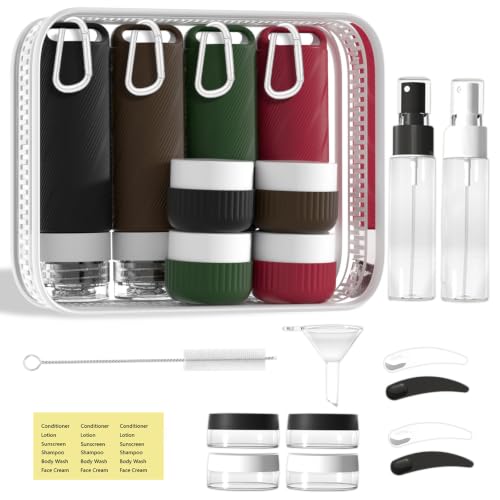 Travel Toiletry Containers 26Pcs Silicone Leakproof TSA Approved Set - color: Color Mixing A