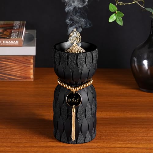 TERSCHELLING Frankincense Resin Incense Burner, Bakhoor Incense Burner, Portable Charcoal Incense Burner - for Office and Home Decor (Black)