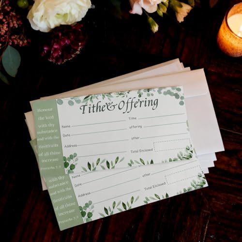 1100 Count Church Offering Envelopes Greenery Bill Size Blank Envelope Tithe Donation My Offering for Checks Cash Religious Occasions Church Supplies