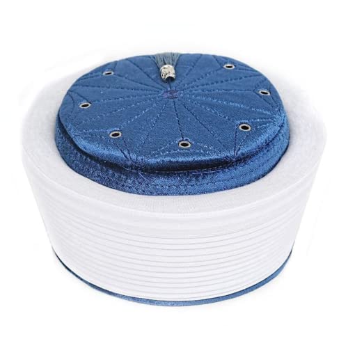 Lux Islamic Prayer Kufi, Sarik, Imam Hat, Muslim Men Mosque Head Wear, Black, Large - color: Blue, size: 54