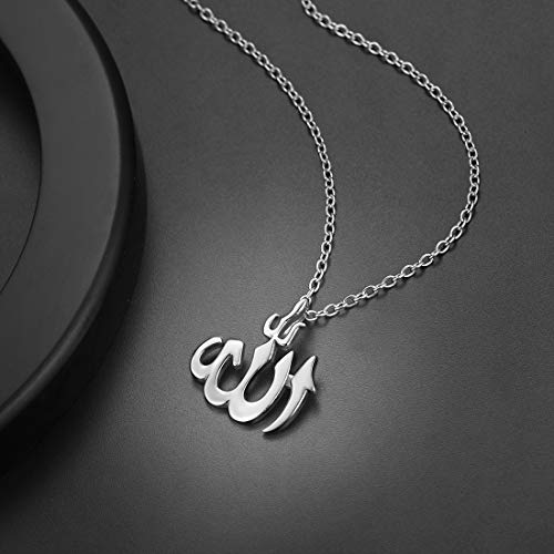 U7 Allah Pendant Necklace with Chain Platinum / 18K Gold Plated Muslim Jewelry Islamic Pendant - color: 01.Polished Stainless