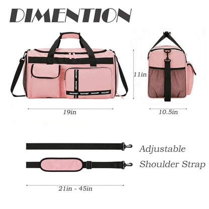 MAXTOP Gym Bag for Women Men Travel Duffle Bag Large Capacity Carry On Weekender Overnight Bag With Shoe Compartment Gym Tote Dry Wet Separation Duffel Bag for Travel - color: Pink Set, style: Gym Bag&toiletry Bag