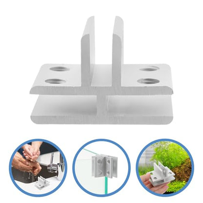 FOMIYES Glass Bracket Holder and Mirror Clips for Frameless Glass 5-8mm Thickness, Silver Aluminium Alloy Side Clamp for Aquarium Cover and Shelf Support in Home Improvement Tools