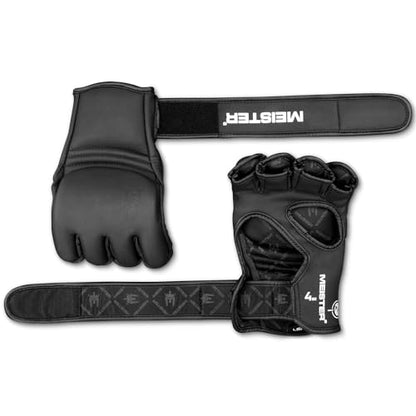 Meister [Critical] 4oz MMA Gloves for Striking & Grappling w/Pre-Curved Nemeios Leather - size: X-Large