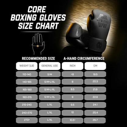 Mayweather Core Boxing Gloves – Bag Gloves, Boxing Mitts & Sparring Gloves for Men, Women | Beginner Training Gloves | Large-X-Large