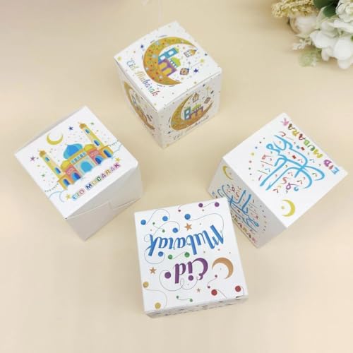16 Pcs Eid Mubarak Candy Box Ramadan Gift Boxes Muslim Party Favor Boxes Paper Gift Box for Eid Islamic Party Decorations