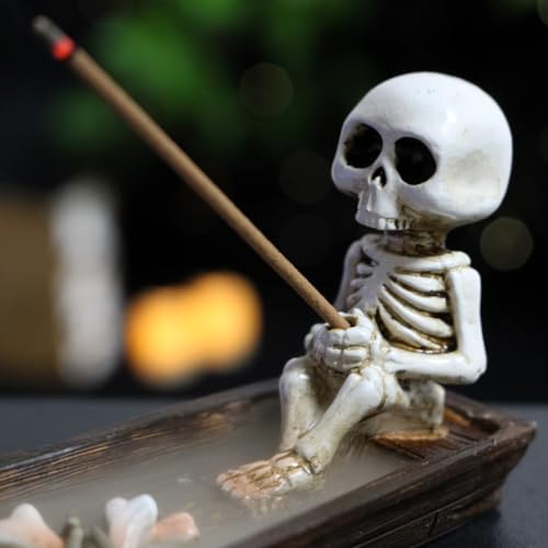 Halloween Incense Burner, backflow Incense Burner,Skeleton Ship Incense Holder,Hand-Carved Decorations,Cool Room Decorations, Awesome and Ideal Gifts, Brown (1pack, 8.5inch) - size: 8.5 inches