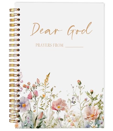 Floral Christian Notebook Journal - Dear God Prayer Journal,Christian Gifts for Women, Bible Journal Notebooks for Note Taking, Bible Journaling Notebook, Spiral Notebook 5.5x8.3 - color: 13-Christian-notebook