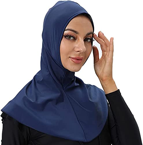Women's Full-Coverage Swimming Cap Hood Muslim Hijab Shawl Cap Full-Coverage Women's Neck Protection - color: Blue