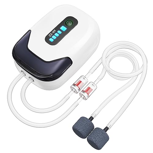 MoonOrange Aquarium Air Pump, Rechargeable Portable Oxygen Pump with Single/Dual Outlets, Quiet Aerator for Fish Tank up to 30/70 Gallon, Outdoor Fishing, Fish Transport and Power Cut. - style: 2W/AR-22