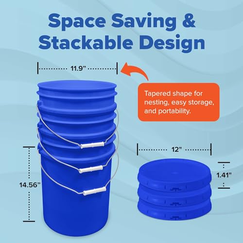 5 Gallon Bucket w/Lid, Food Grade BPA-Free, 1 Pack, Blue | Airtight Lid, Mallet and Lid Opener Included, Heavy-Duty 90 Mil HDPE Plastic, Food-Safe Durable Container, Made in USA - color: Blue, size: 1 Pack