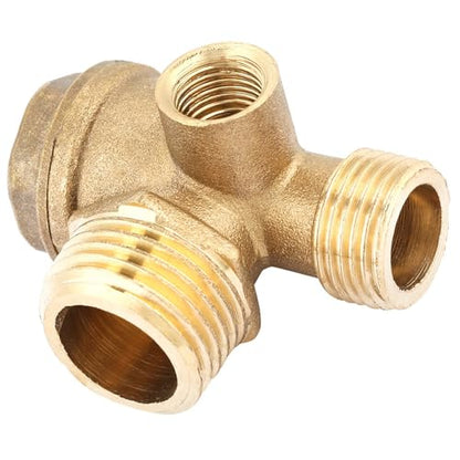 Central Pneumatic Compressor Parts, Air Compressor Check Valve, 3 Port Brass Air Compressor Male Threaded, for Tube Connector Tool