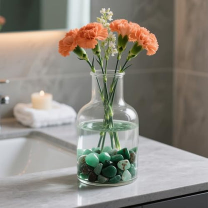 Aquarium Decor Gravel 0.96LB Natural Pebbles Fish Tank Stones Vase Filler Succulent Rocks Polished Crushed Bulk Irregular Shaped - Green - color: Green