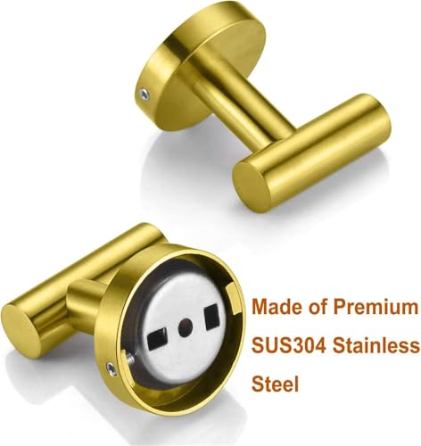 Nolimas Bathroom Towel Hooks SUS 304 Stainless Steel Coat Hook Round Clothes Towel Coat Robe Hook Cabinet Closet Door Sponges Holder for Bath Kitchen Garage Hotel,Wall Mounted,Brushed Gold,6Pack - color: 6pcs Brushed Gold