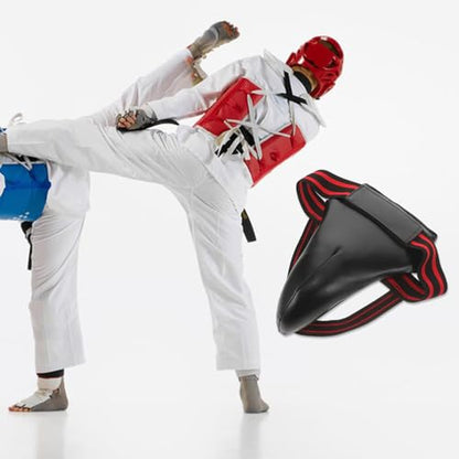 Cabilock Wear-Resistant Groin Protector Breathable Training Crotch Guard Portable Reusable Groin Guard for Taekwondo Muay Thai Boxing Sparring
