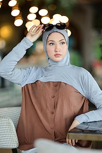 para life Hijab-Dickey-BoleroArm Sleeve With Hijab-Hijab&Armsleeve|Shrugs For Women-Arm Sleeve|Arm Sleeves For Women - color: Grey
