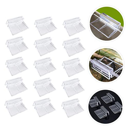 VANZACK 15pcs Acrylic Fish Tank Stand Clips Tank Divider Mounting Brackets for Goldfish Betta Cover Support Frame - size: 5.5X4X1.8CM
