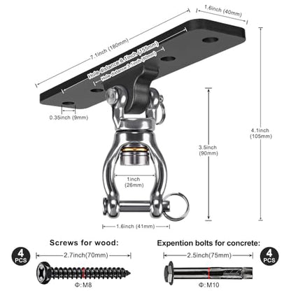 Kipika Heavy Bag Hanger Wall Mount Punching, Rotatable Heavy Duty Boxing Bag Bracket for Home Gym Indoor, Adjustable Length for Kickboxing Bag, Muay Thai Bag,Speed Bag - color: C-Black