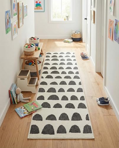 Rugs.com Whimsy Kids Collection Rug – 6 Ft Runner Ivory and Gray Medium-Pile Rug Perfect for Hallways, Entryways - color: Ivory and Gray, size: 2' x 6' Runner