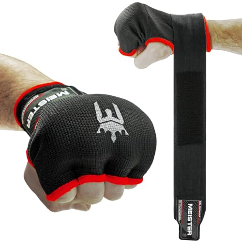 Meister Gel-Padded ProWrap Inner Hand Wrap Gloves (Pair) | Premium hand, knuckle and wrist protection for boxing, MMA and combat sports, easy slip-on design featuring ELITE wraps - size: Large-X-Large