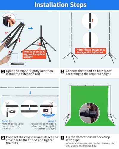 Hemmotop Backdrop Stand 10x8ft, Versatile Sizes Adjustable Banner Holder - size: 10x8ft