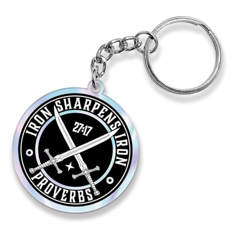 Christian Keychains for Women Men, Bible Verse ID Acrylic Material Keychains for Bag Accessories, Religious Gift for Nurses, Teachers and Healthcare Staff -Proverbs 27 17 - color: Proverbs 27 17