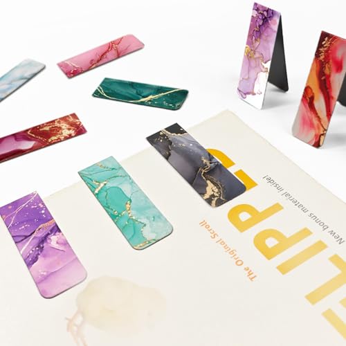 15 Pieces Bookmark, Magnetic Bookmarks for Book Lovers Women Men, Bookmarks Bulk for Reading Lovers, Magnet Bookmark Clips for Teachers Students - size: 15 Pieces, style: Marble