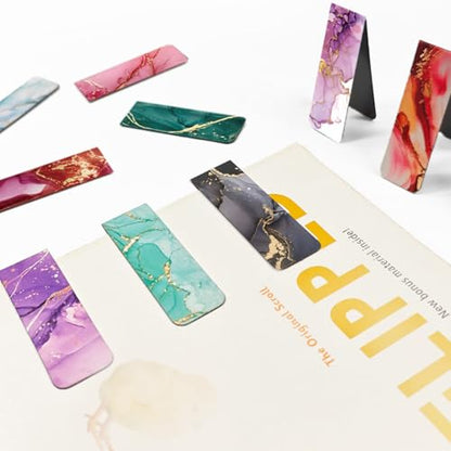 15 Pieces Bookmark, Magnetic Bookmarks for Book Lovers Women Men, Bookmarks Bulk for Reading Lovers, Magnet Bookmark Clips for Teachers Students - size: 15 Pieces, style: Marble