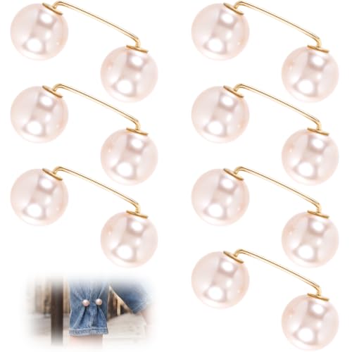 Pearl Brooches Pins, Faux Pearl Sweater Shawl Clip - color: Champagne, 8pcs