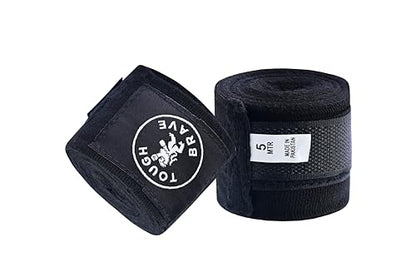 Boxing Hand Wraps 4-Pack for Men & Women | 196" (5m) Elastic Hand Wraps for Boxing, MMA & Muay Thai | Wrist Protection, Knuckle Support, Breathable Cotton