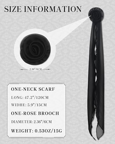 Chiffon Scarf for Women, Removable Flower Neck Scarf Light Soft Fashion Rose Scarves Versatile Headband or Hair Band - color: Black