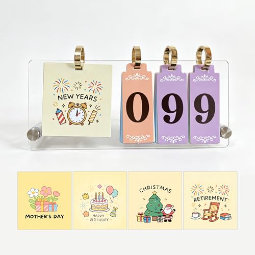 Countdown Calendar for Festivals,Days Left Tracker for Holidays, Birthdays, Anniversaries, Vacation, Goals,Retirement, wedding, Christmas, school out,mother'day,father'day,halloween,new years，Suitable for offices, homes, and schools