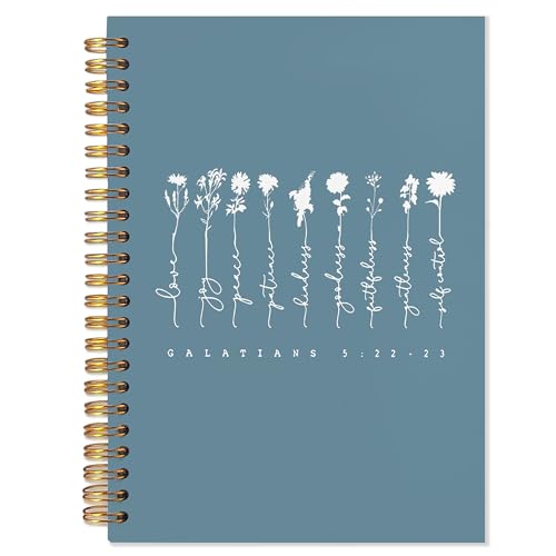 YTRGI Bible Notebooks for Note Taking, Christian Journaling Notebook, Scripture Journals for Writing, Prayer Journal for Woman, Galatians 5:22-23 Bible Notebooks for Note Taking 5.5x8.3 In (Blue) - color: Blue and white
