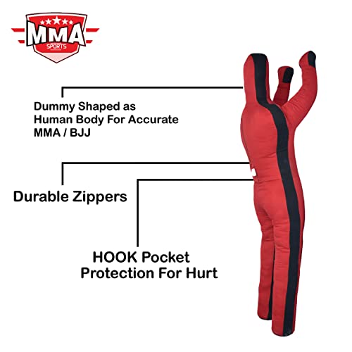 MMA Sports Brazilian JIU Jitsu Grappling Submission Throwing Dummy Punching Heavy Bag Kick Boxing Dummies UNFILLED - color: Red-1, size: 5ft, style: Standing