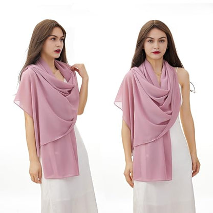 YOUR SMILE for Women Lightweight Breathable Solid Color Soft Chiffon Long Fashion Scarves Sun-proof Shawls Wrap - color: Taro