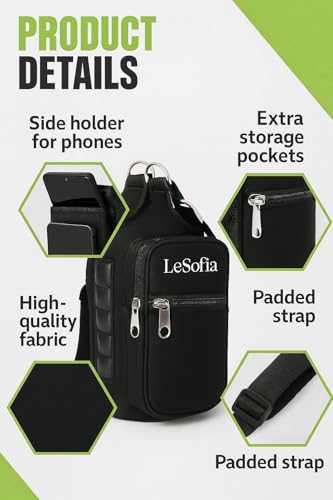Magnetic Gym Bag Water Bottle Carrier Holder with Phone Pockets & Shoulder Strap,Gym Bag Accessories Organizer - color: Black