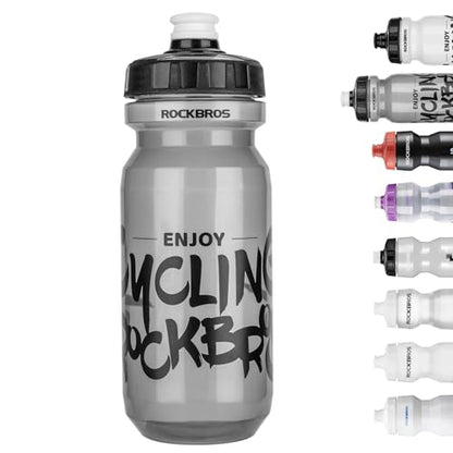 ROCKBROS Bike Water Bottle 20oz-25oz Squeeze Cycling Water Bottle BPA Free Leak Proof Sports Water Bottle with Dust Cover for Bicycle Running Gym Outdoor - color: 20oz Transparent Black, style: 1 Pack