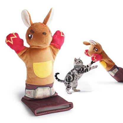 Cat Wrestling Glove, 22 inch Cat Puppet Wrestler with 5 Catnip Pouches & 3 Layer Resistant Protection, Interactive Cat Toy with Treat Pocket for Boredom Relief & Mental Stimulation - color: Kangaroo