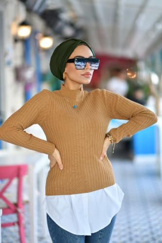 para life Band Turbans for Women, Breathable Instant Turban|Standard Size Stretchable Cotton Sandy|Pre-tied Hijab Cap - color: Khaki