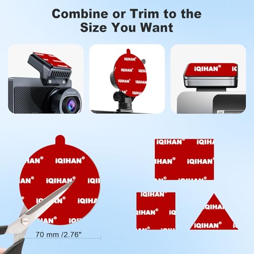 5pcs Sticky Adhesive Pads for Car Phone Mount, 70mm/ 2.76" Double-Sided Heavy Duty Sticker Gel Mounting Tapes Replacement Kit for Suction Cup Dashboard Cell Phone Holder Windshield Dash Cam GPS Base - size: 2.76" / 70mm