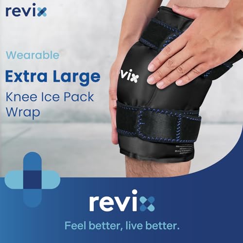 REVIX XL Ice Pack for Knee Replacement Recovery, Ice Wrap with Cold Compression for Discomfort and Fatigue, Gel Cold Pack Wrap Around Entire Knee, Promoting Flexibility and Mobility - size: XL, style: Black-XL