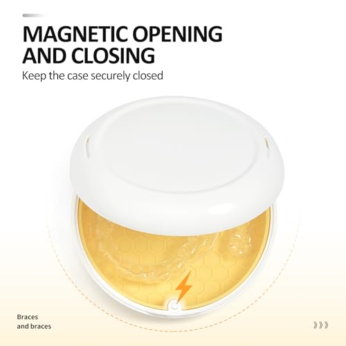 Retainer Case Slim Aligner Case with Vent Holes Removable Inner Tray Silicone for Easy Cleaning, Retainer Removal Tool and Brush (White Yellow) - color: White Yellow