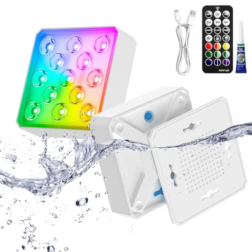 LOFTEK Pool Lights 2 Pack, Rechargeable Submersible LED Lights with Remote, IP68 Waterproof, 16 Colors Underwater Pool Light for Above Ground Inground Pool, Hot Tub, Shower, Bathub, Party, Vase, - size: 2 Pack